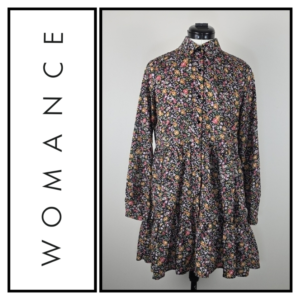 Womance long sleeve floral mini dress – size S – ditsy print